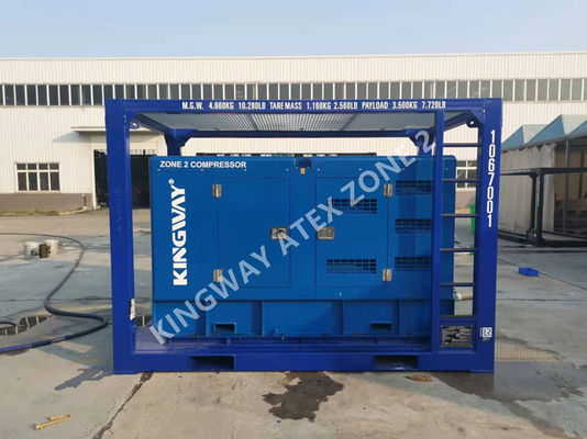 เครื่องอัดอากาศดีเซลป้องกันการระเบิด ATEX Zone 2 375CFM Sullair Kingway DNV Frame