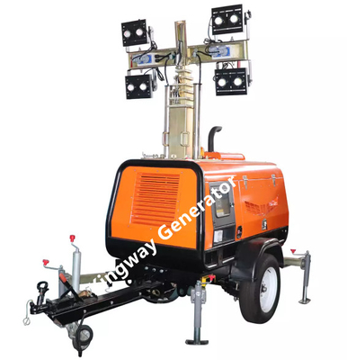8.8m 400V ก่อสร้าง Light Tower พร้อมหลอดไฟ LED Kubota Engine