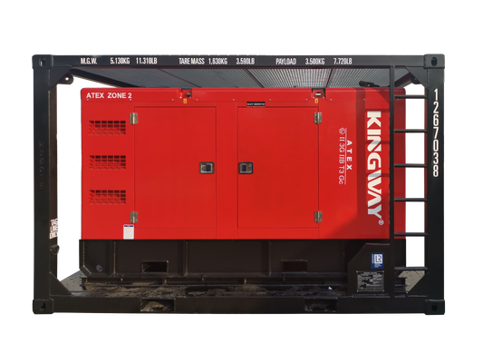 500KVA Kingway ATEX โซน 2 T3 เครื่องกําเนิดดีเซลแบบเงียบกันระเบิด พร้อมกรอบยกที่ได้รับการรับรอง DNV
