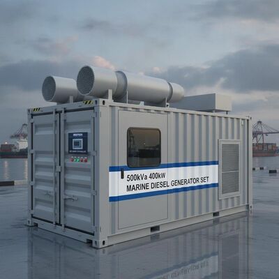 ชุดเครื่องกำเนิดไฟฟ้าดีเซลสำหรับเรือแบบคอนเทนเนอร์เก็บเสียงขนาด 500kVA 400kW พร้อมคอนโทรลเลอร์อัจฉริยะ Deepsea ATS